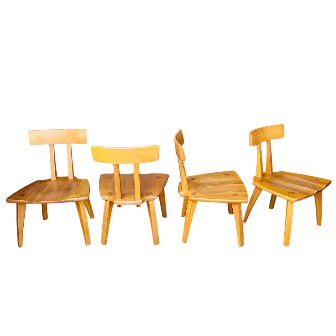 超希少 飛騨産業 円空 ダイニングチェア×2 キツツキ 敏光 テーブル別売り ②