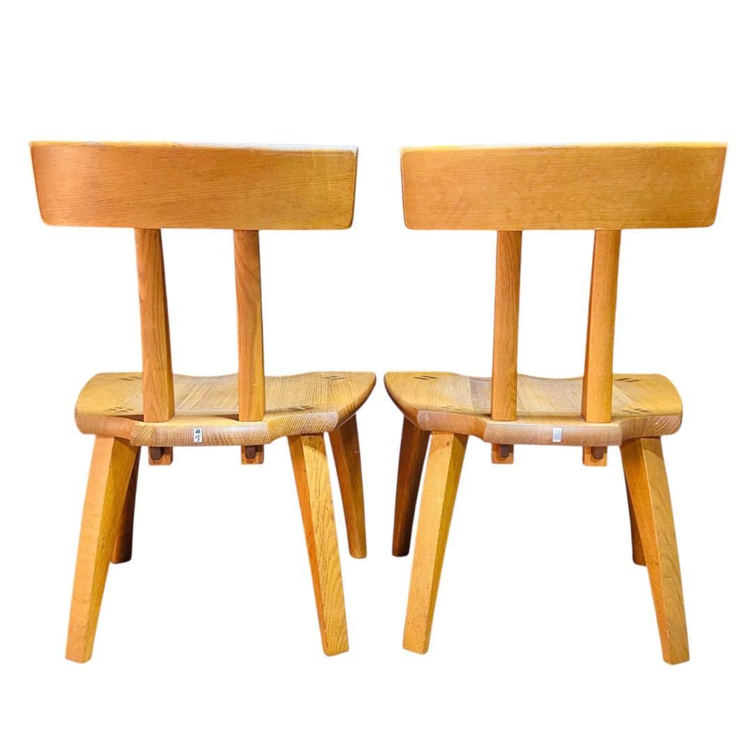 超希少 飛騨産業 円空 ダイニングチェア×2 キツツキ 敏光 テーブル別売り ②