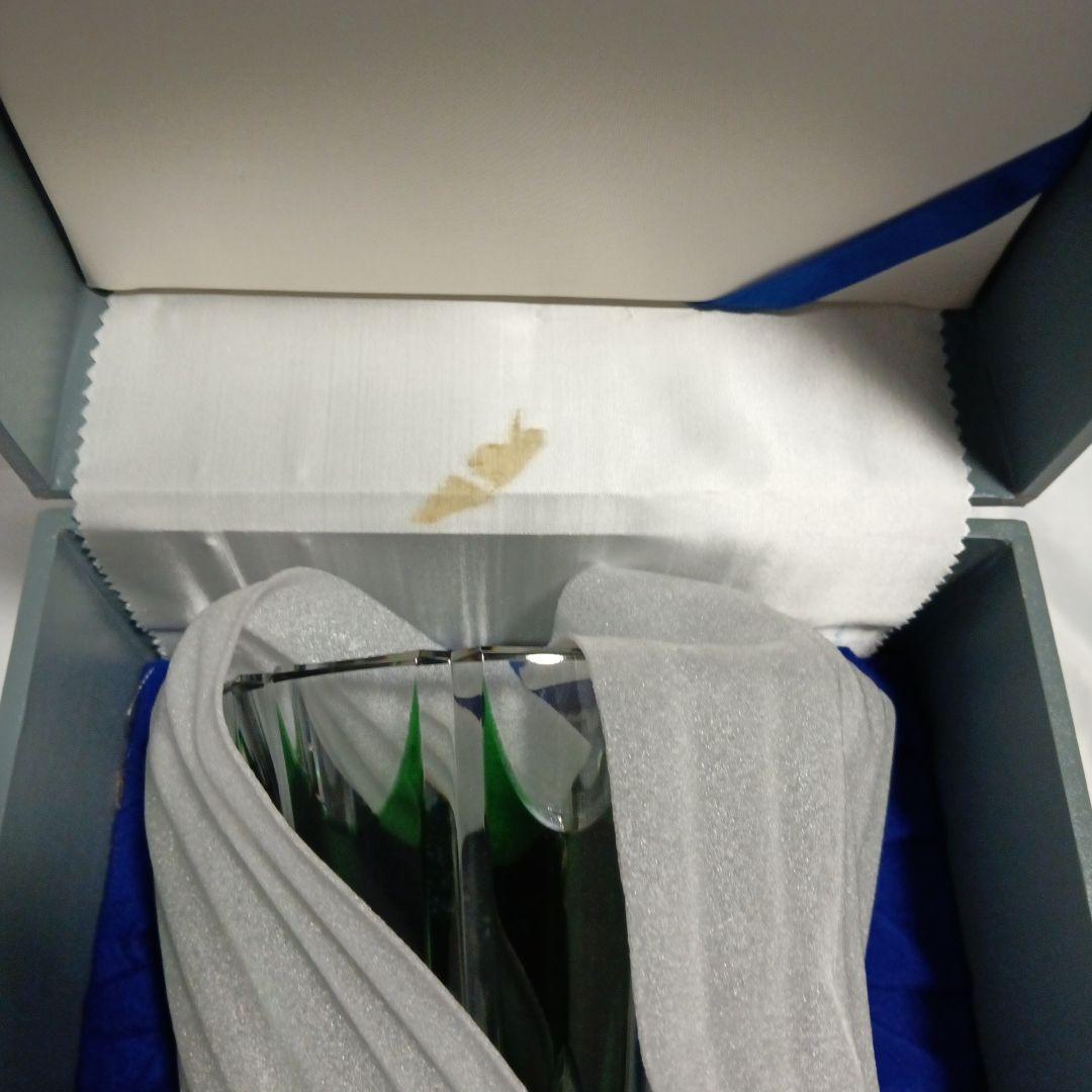 【最高級クリスタル】サンルイクリスタル　花瓶　フラワーベース　グリーン