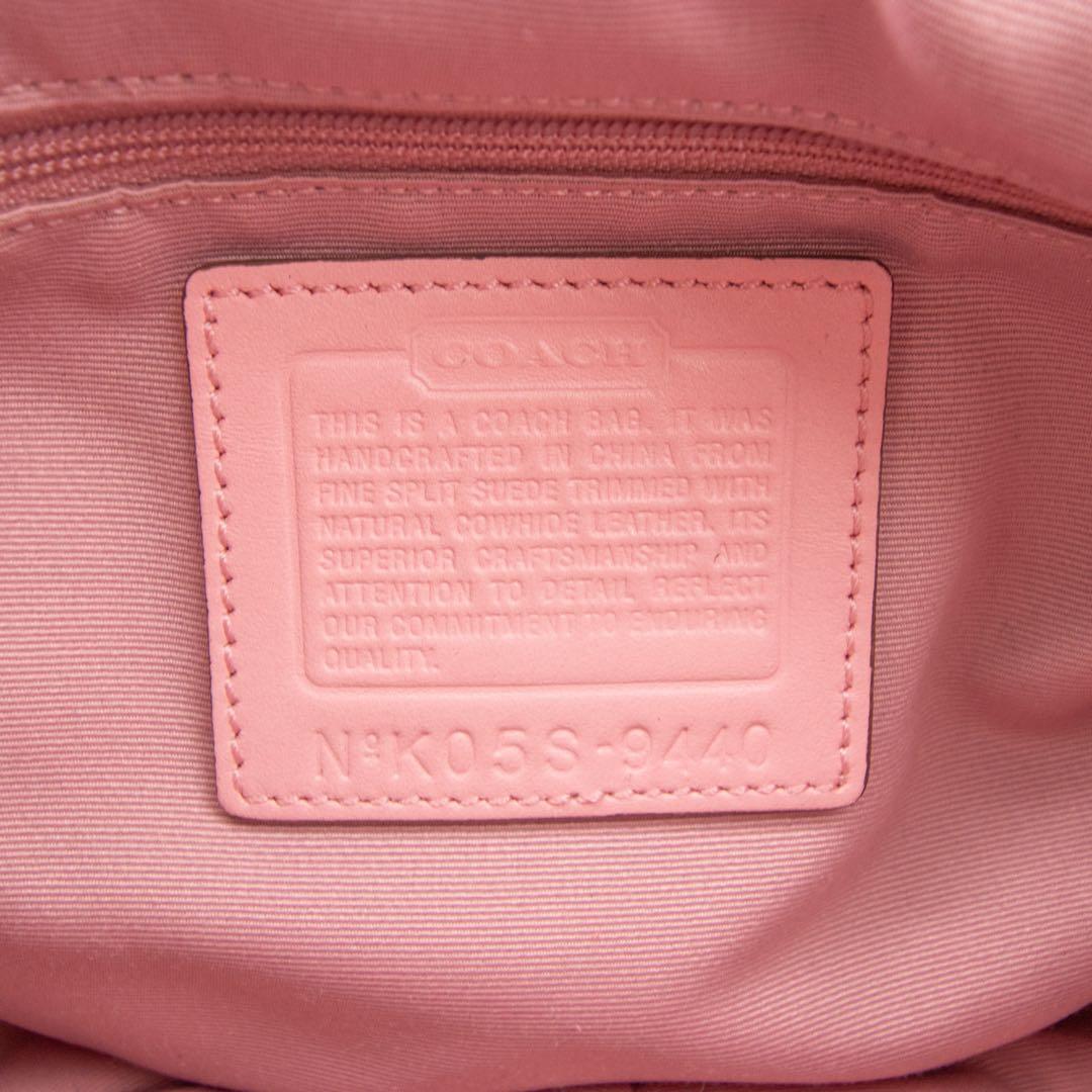 A103【COACH／コーチ】アクセサリーポーチ　ハンドバッグ　スエード　ピンク