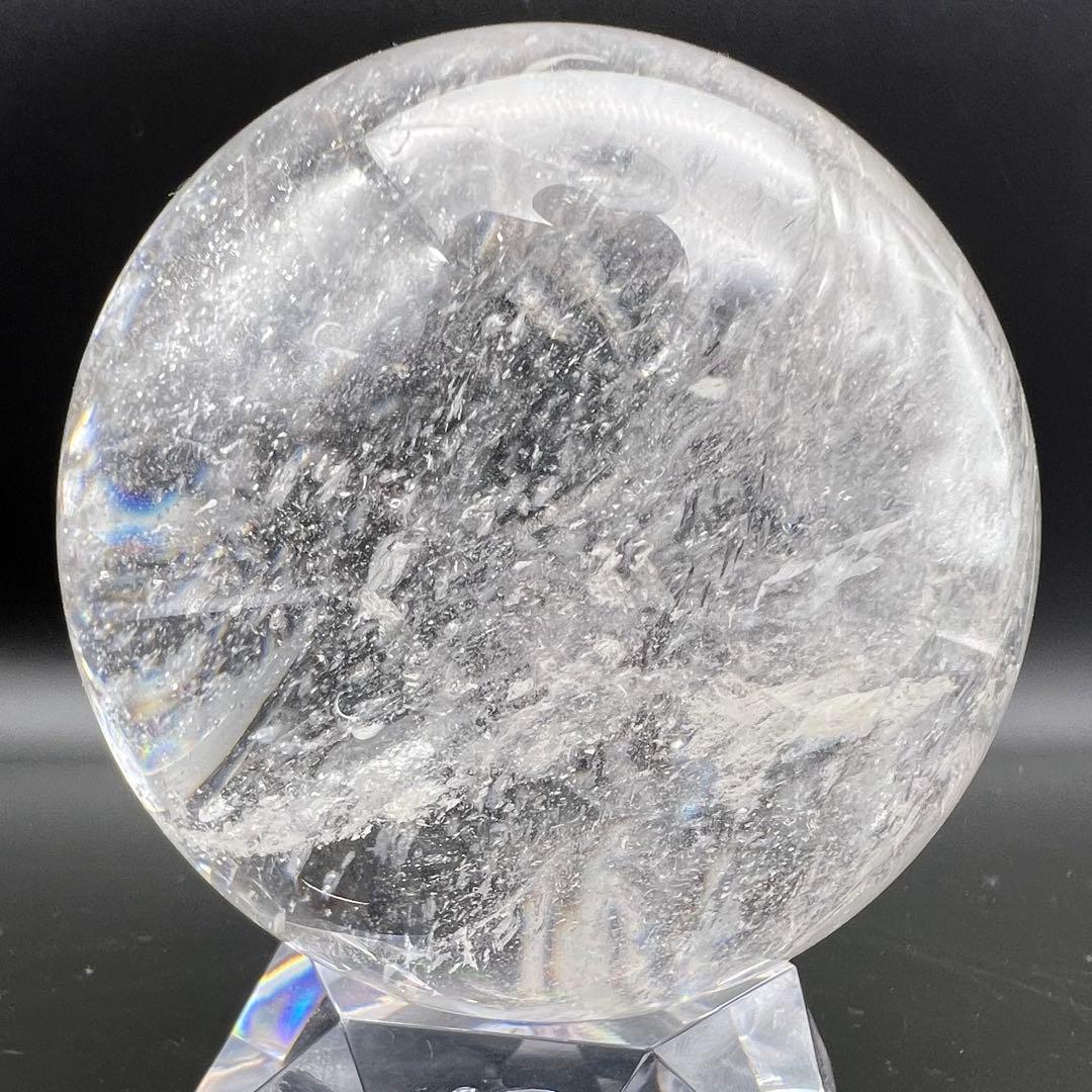 ✳️☆逸品☆透明度とギラギラ煌めくクラックと虹‼️✨レインボー 水晶 丸玉 天然石