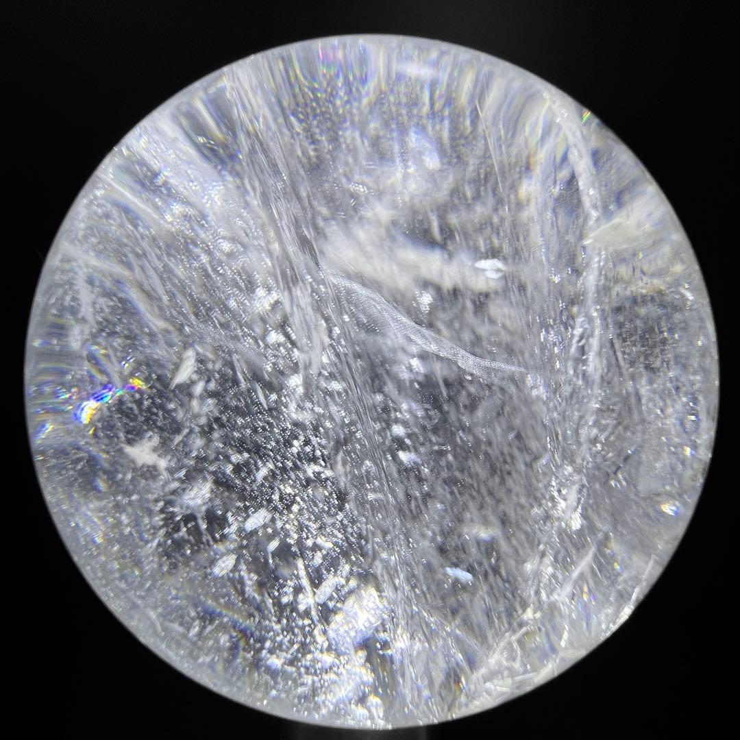 ✳️☆逸品☆透明度とギラギラ煌めくクラックと虹‼️✨レインボー 水晶 丸玉 天然石