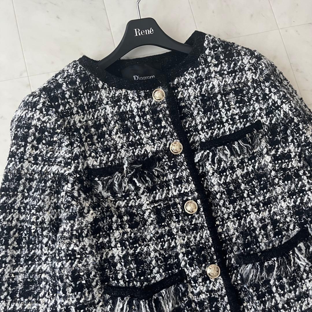 美品♡ダイアグラム グレースコンチネンタル ツイード ニットジャケット 金ボタン