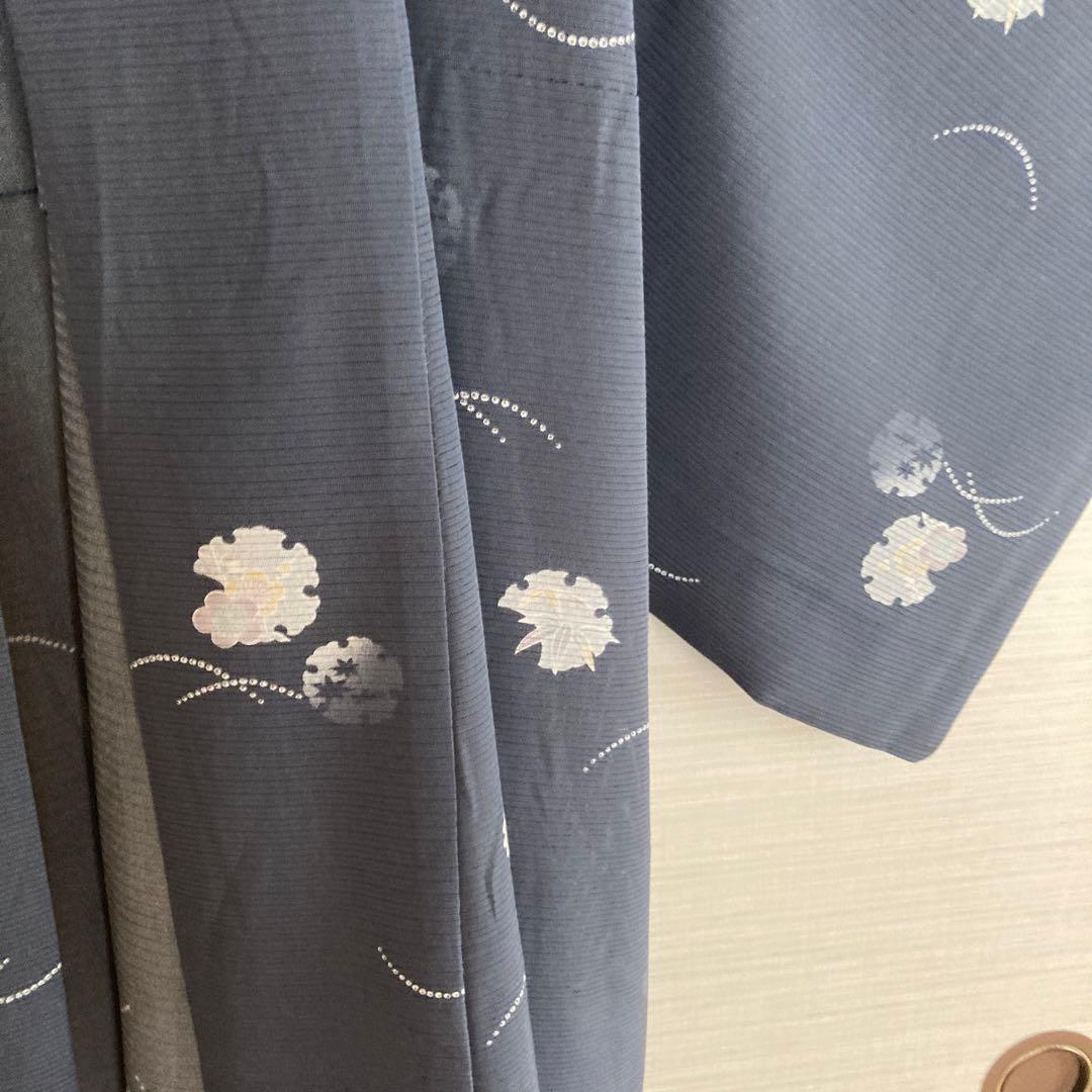 Woody京友禅振興協議会、正絹100% 絽　雪模様の中に可憐な花