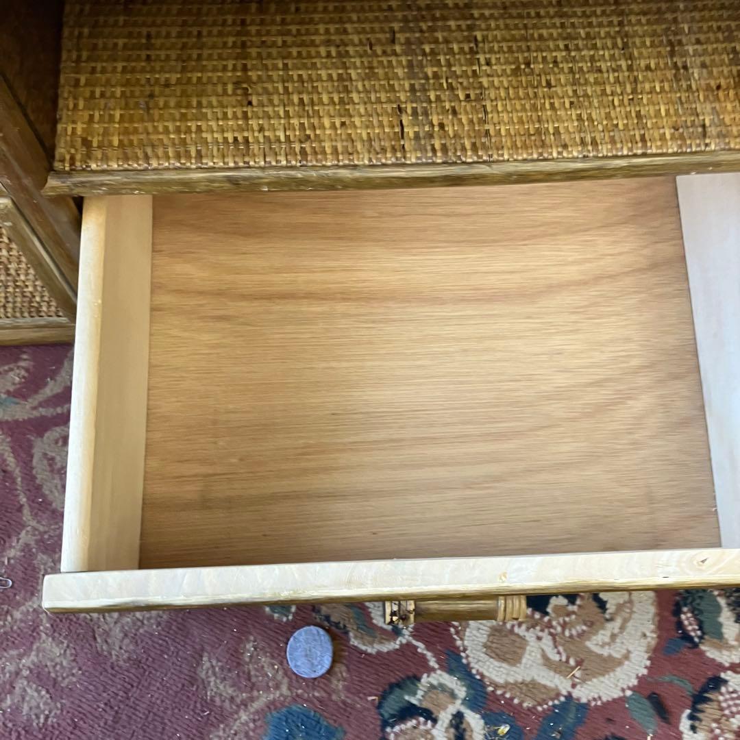 昭和レトロ 大型 ラタンサイドボード テレビ台 古家具 2段3杯 引き出し箪笥