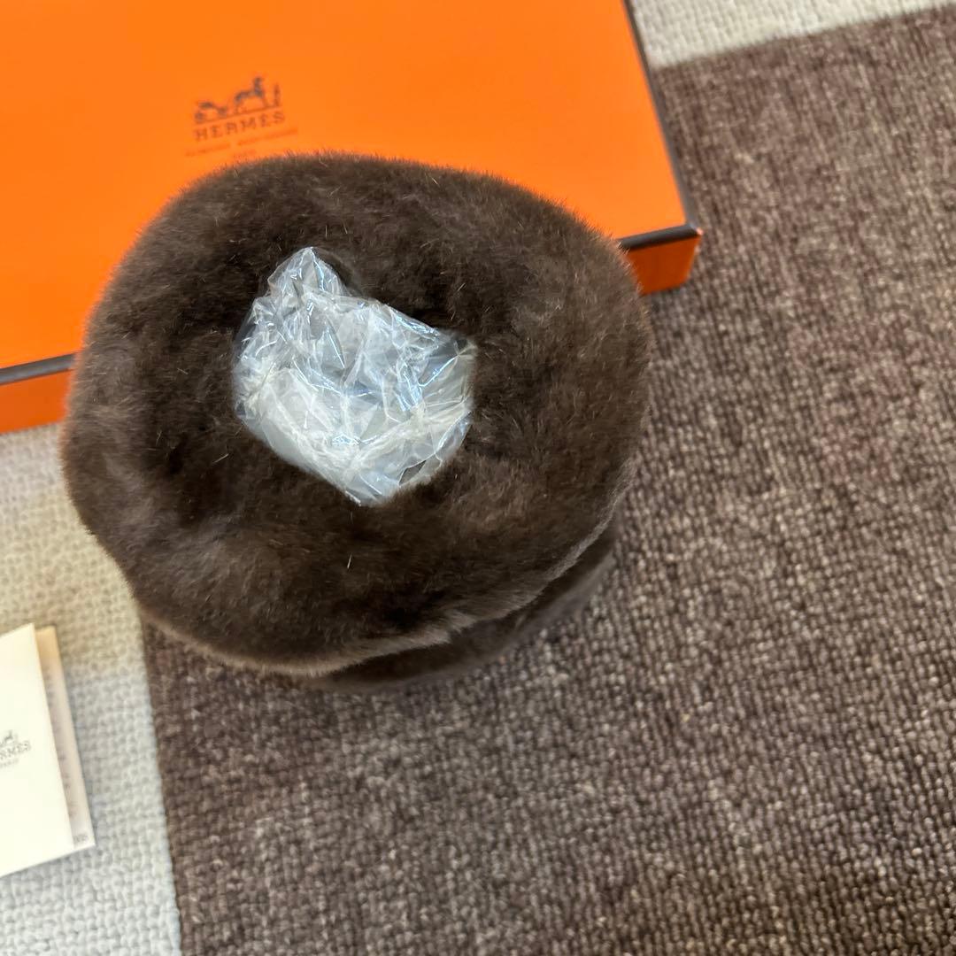 HERMES エルメス　ブラウンファー アームカバー