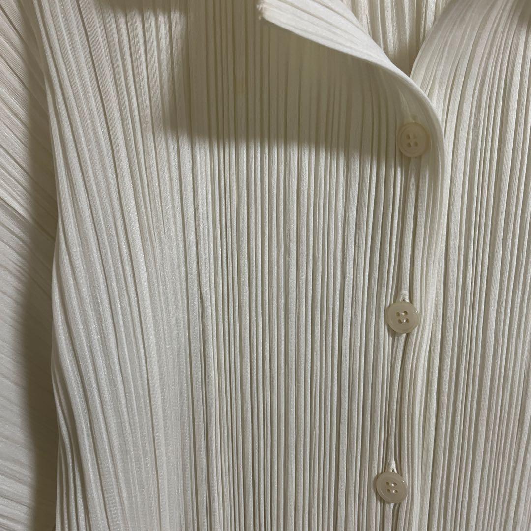pleats please 白ロングシャツ