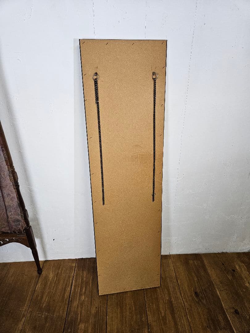 ヴィンテージ 木製 花柄の姿見 ウォールミラー 壁掛け 鏡 ウッドフレーム