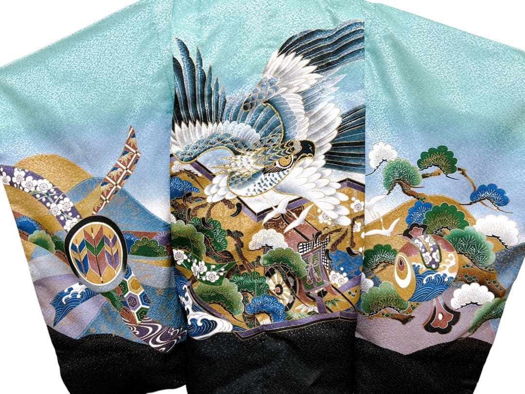 希少カラー♡七五三　5歳　男の子　フルセット　一式　ミントグリーン　刺繍　鷹