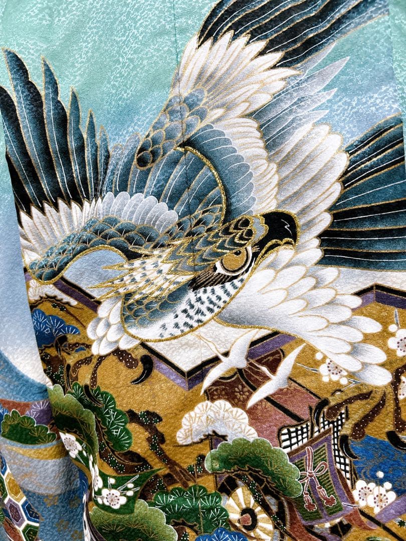 希少カラー♡七五三　5歳　男の子　フルセット　一式　ミントグリーン　刺繍　鷹