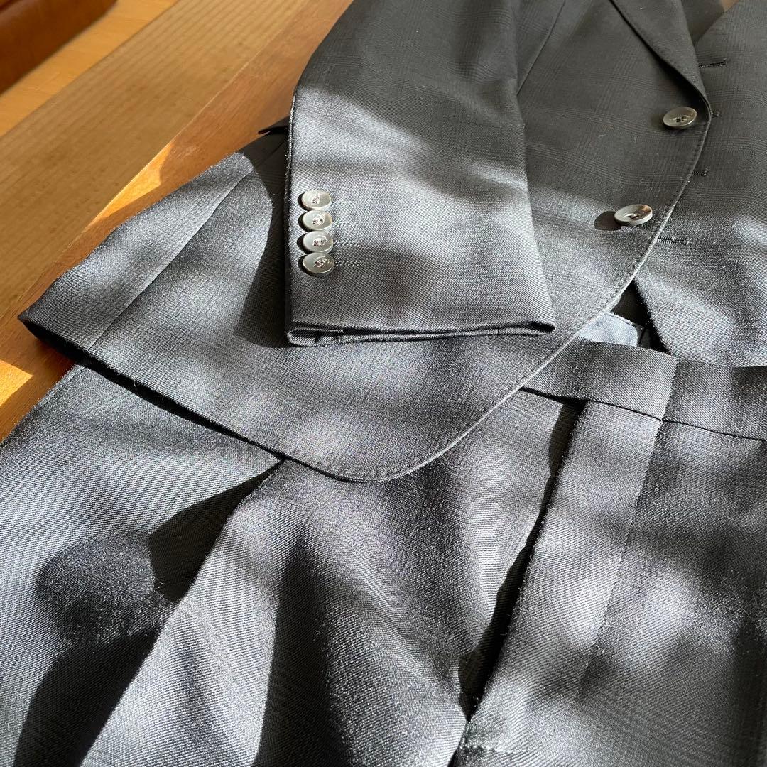 ほぼ新品 SUIT SELECT 薄チェック柄 ダークグレー スーツ