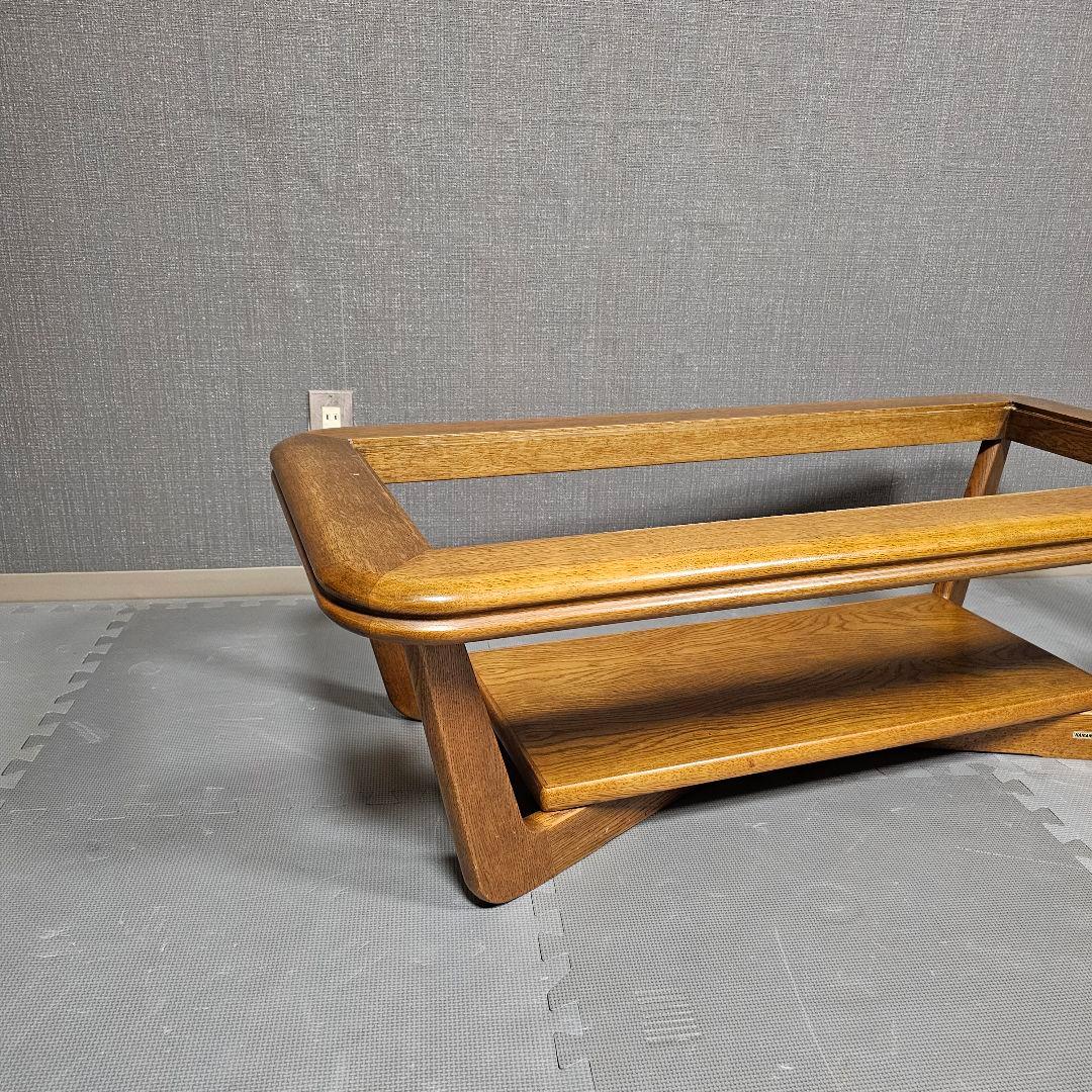 浜本工芸 アンティーク 天然木 ガラスセンターテーブル