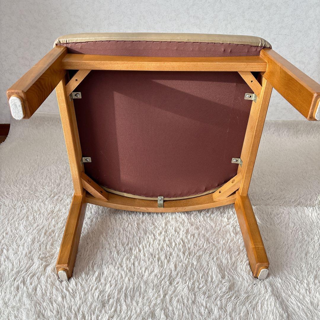 2脚セット】飛騨産業　キツツキマーク ダイニングチェア 座面レザー 高さ低め