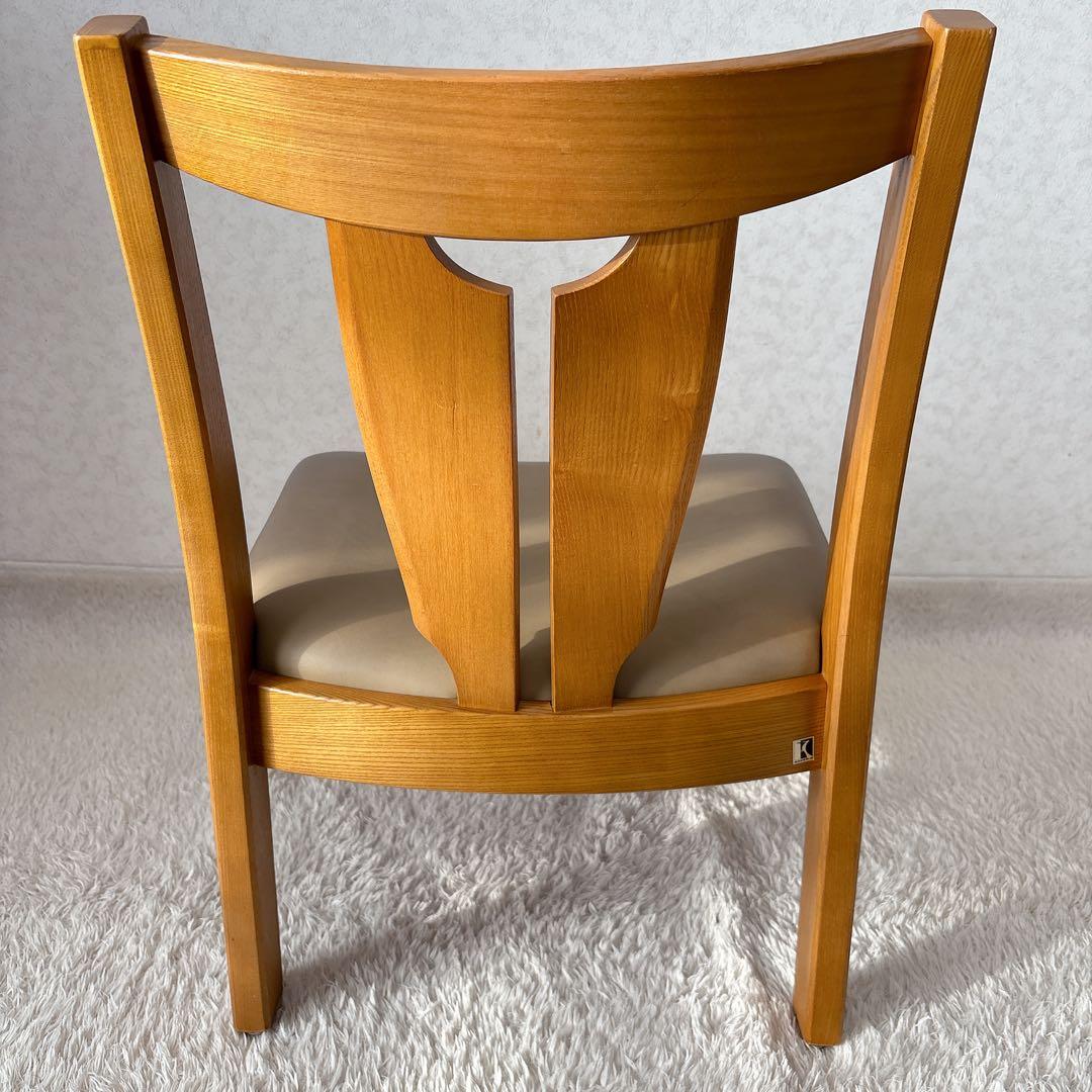 2脚セット】飛騨産業　キツツキマーク ダイニングチェア 座面レザー 高さ低め