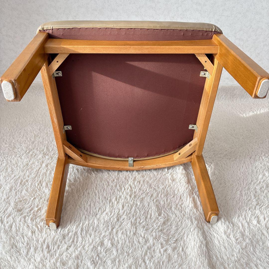 2脚セット】飛騨産業　キツツキマーク ダイニングチェア 座面レザー 高さ低め