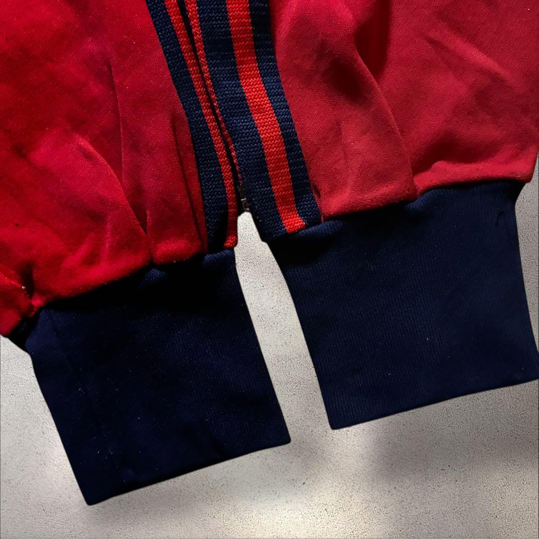70s80s adidasトラックジャケット刺繍ロゴトレフォイル赤ネイビーY2K