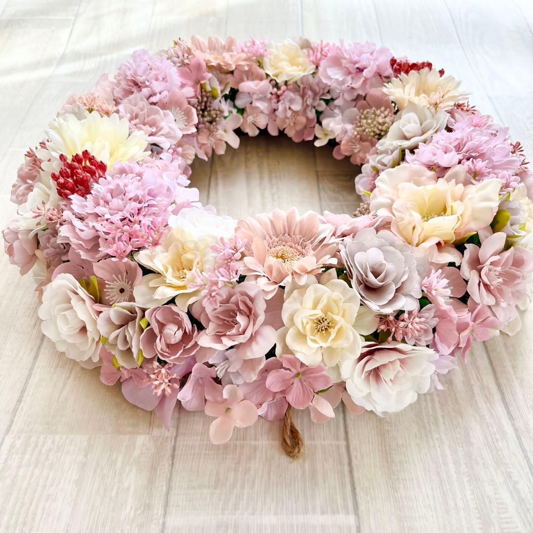 ローズ様 オーダー アンティーク ピンク フラワーリース