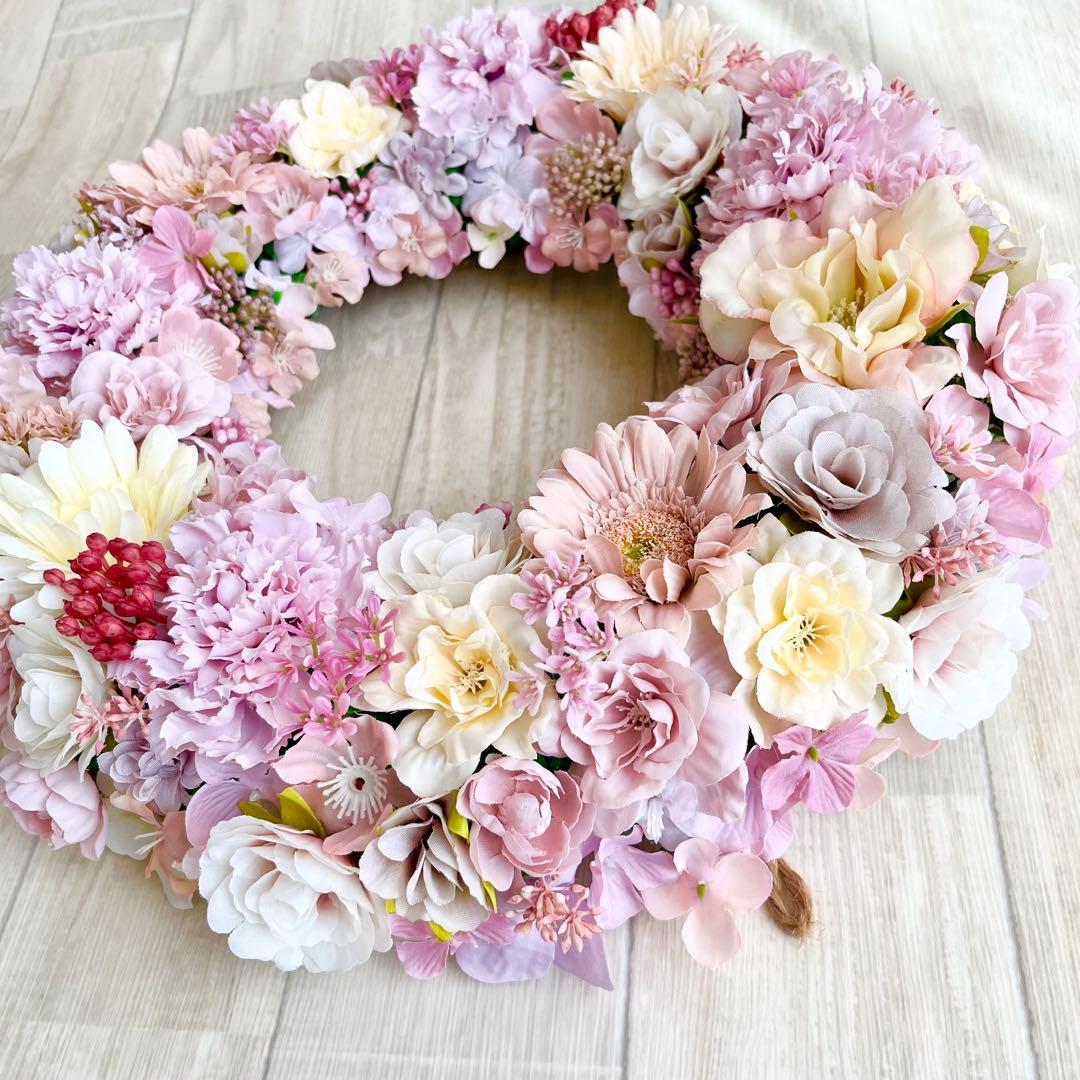 ローズ様 オーダー アンティーク ピンク フラワーリース