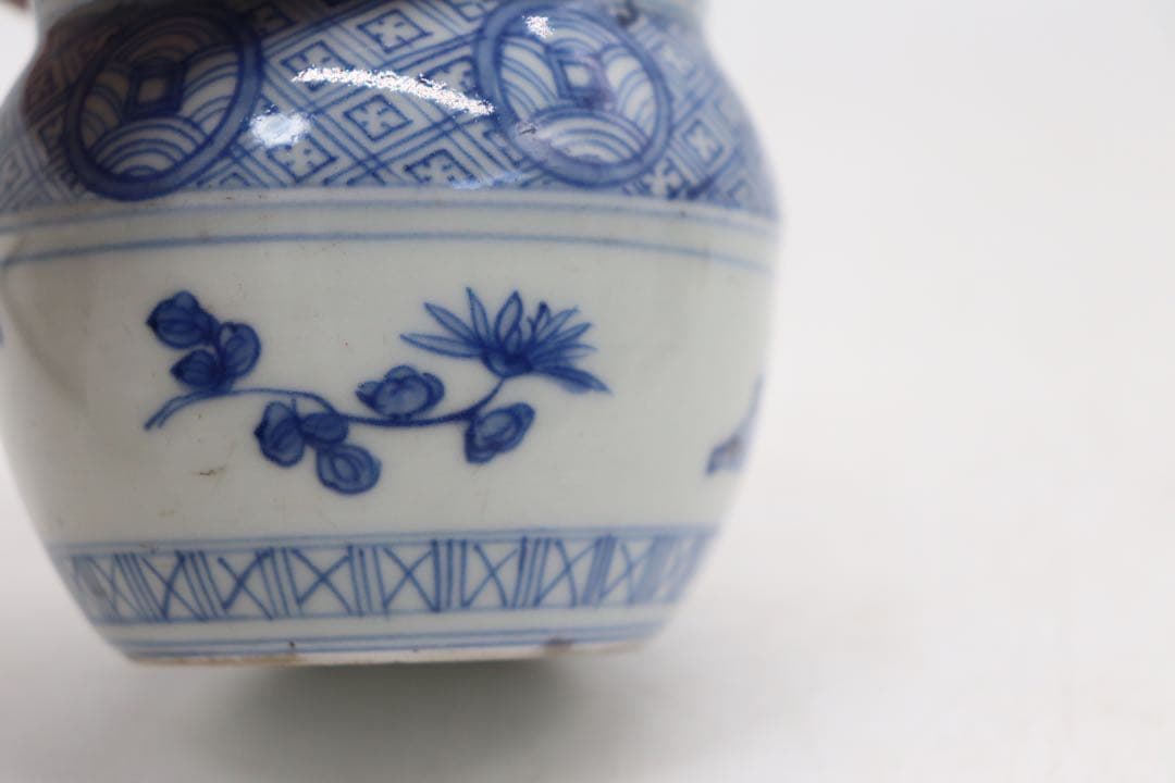 中国　染付　茶入　古壺　アンティーク　送料込み1021