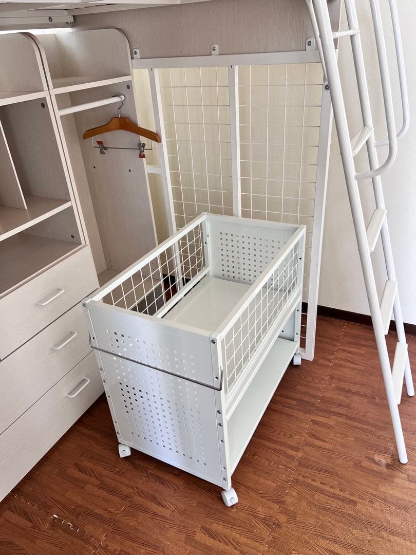 送料込★美品★ディノス　頑丈押し入れ収納ワゴン ホワイト幅45 白　キャスター付