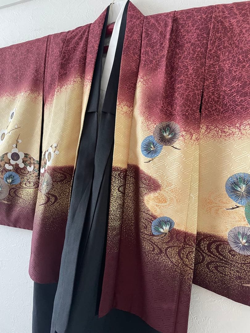 七五三　5歳　男の子　羽織　袴コーデ　赤茶色の羽織