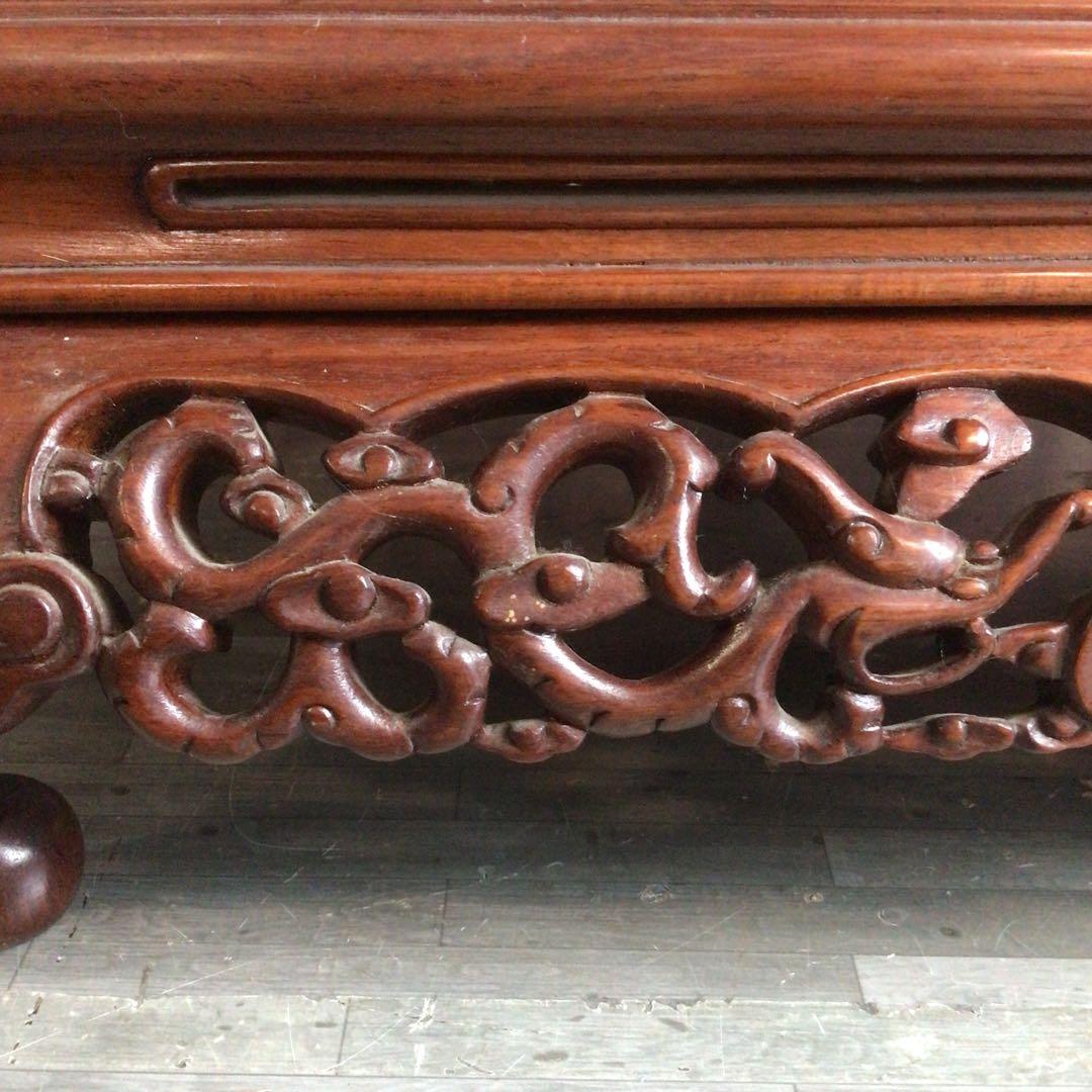 唐木 透かし彫り 花台 盆栽台 香炉台 アンティーク