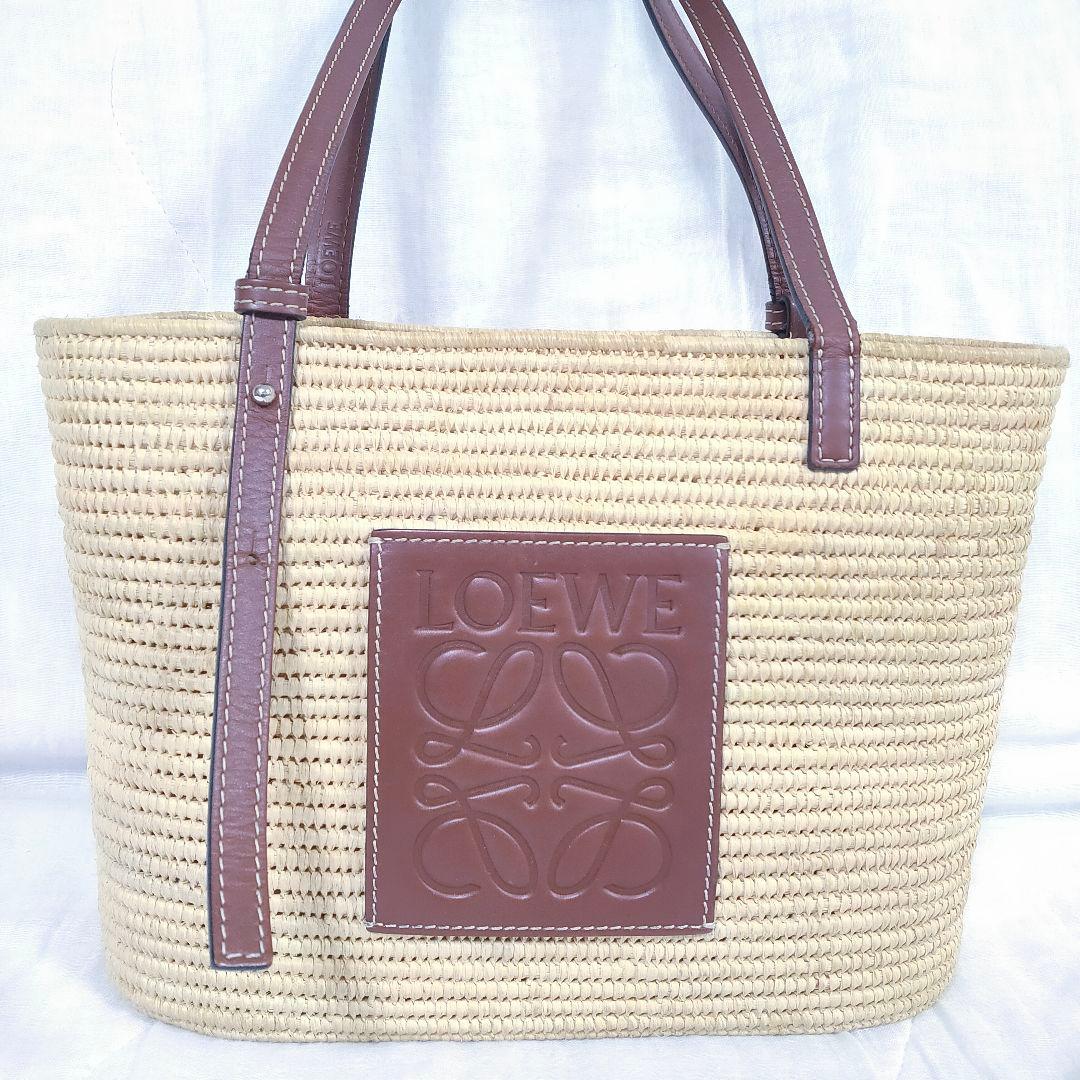 百鬼 ロエベ スクエア バスケット トートバッグ スモール ベージュ かご