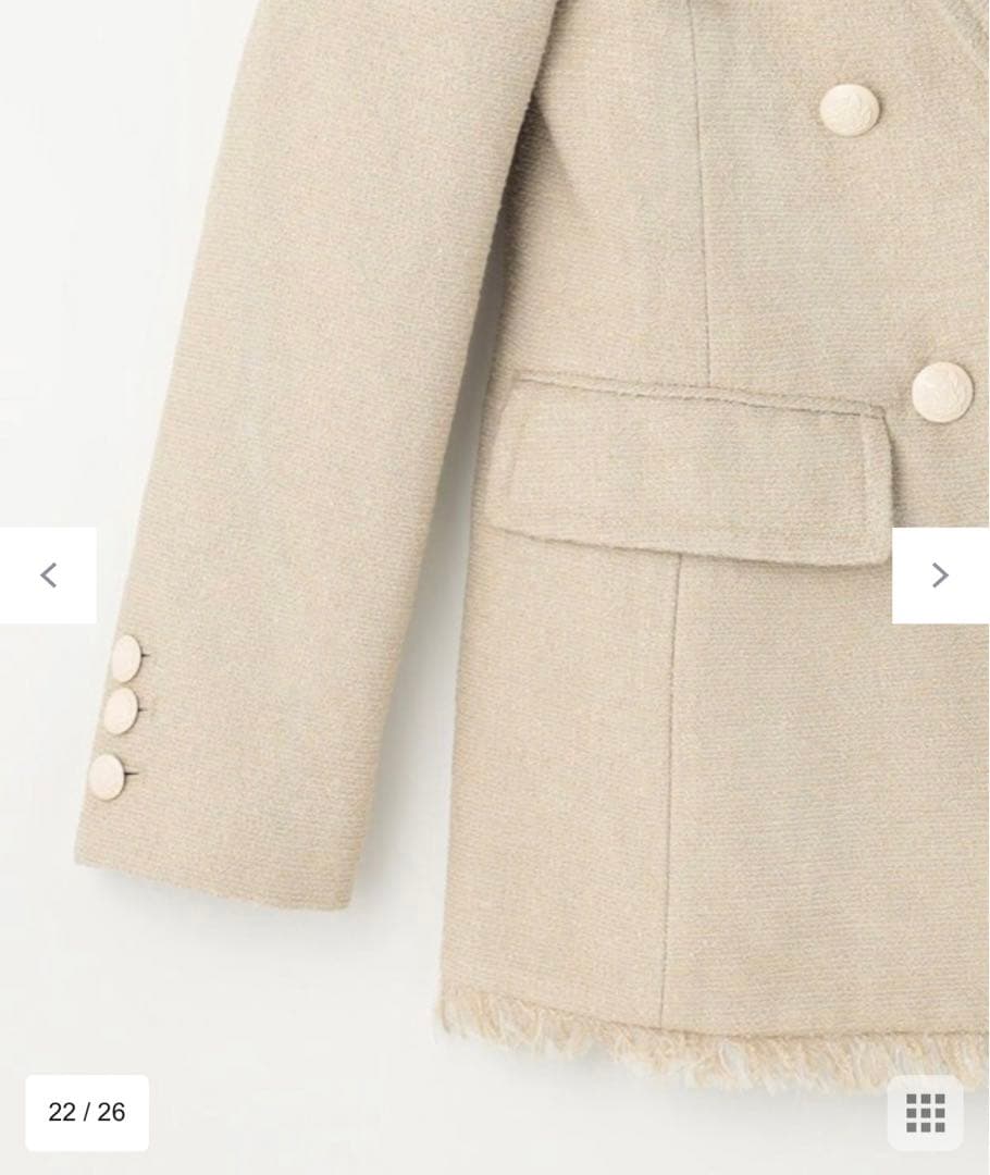 ベージュ ツイードテーラードジャケット