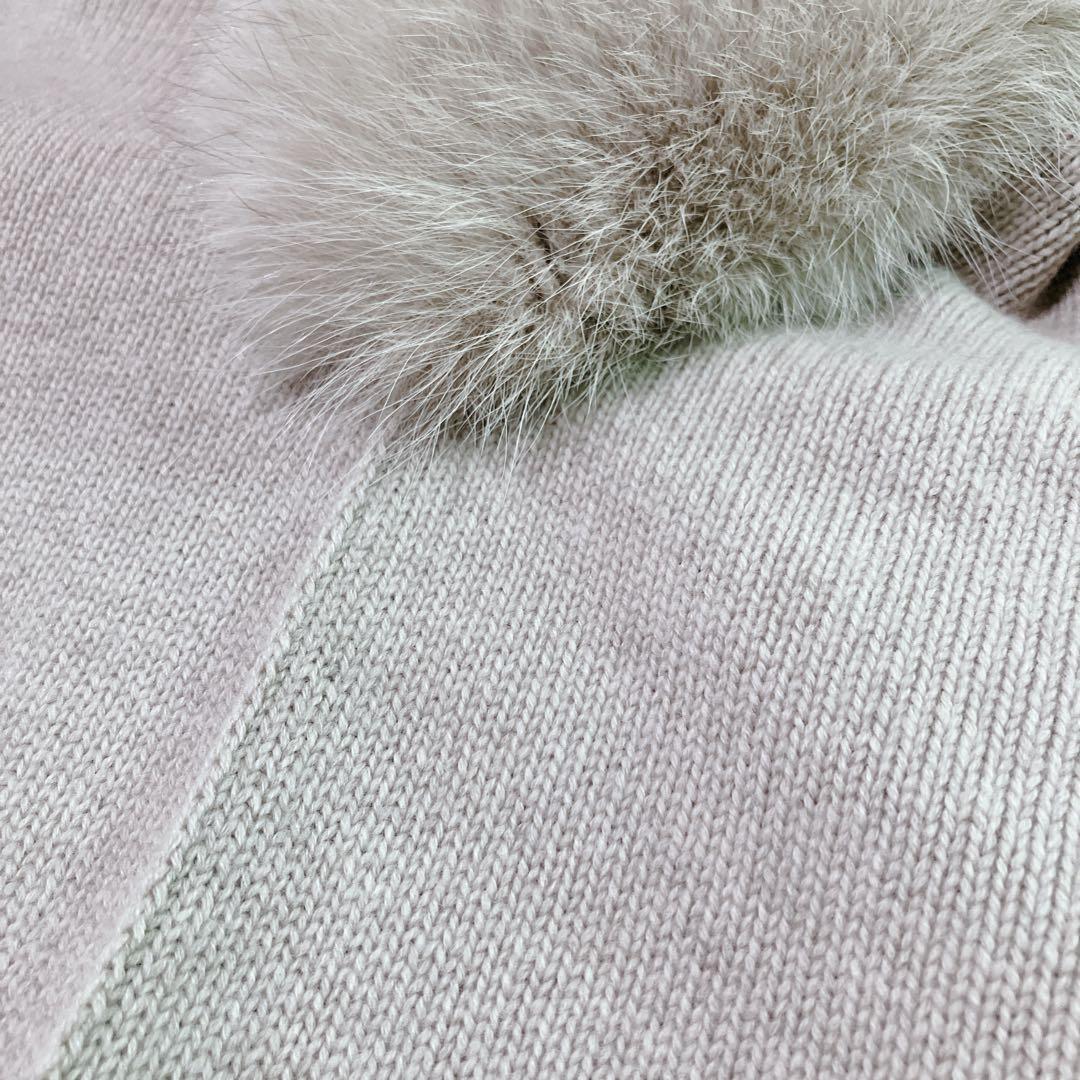 【美品】GIOVI 高級　カシミア混　フォックスファー　ポンチョ　ベージュ