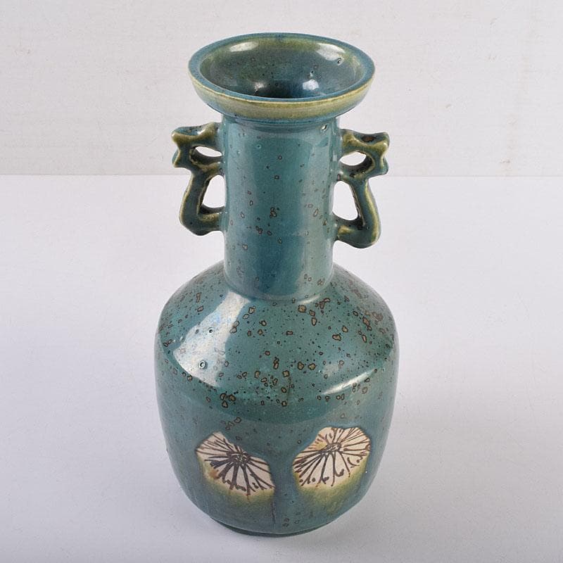 北大路魯山人作　織部焼　耳付花瓶　小山富士夫（古山子）極め箱　D　R8931B