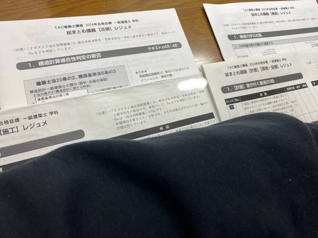 【重要箇所マーキング】一級建築士 TAC 2024年度試験対策テキスト、問題集