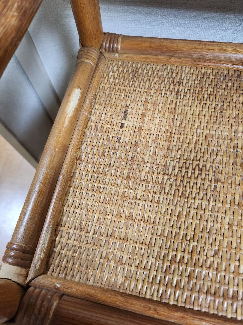 ラタン　引き出しつき電話台