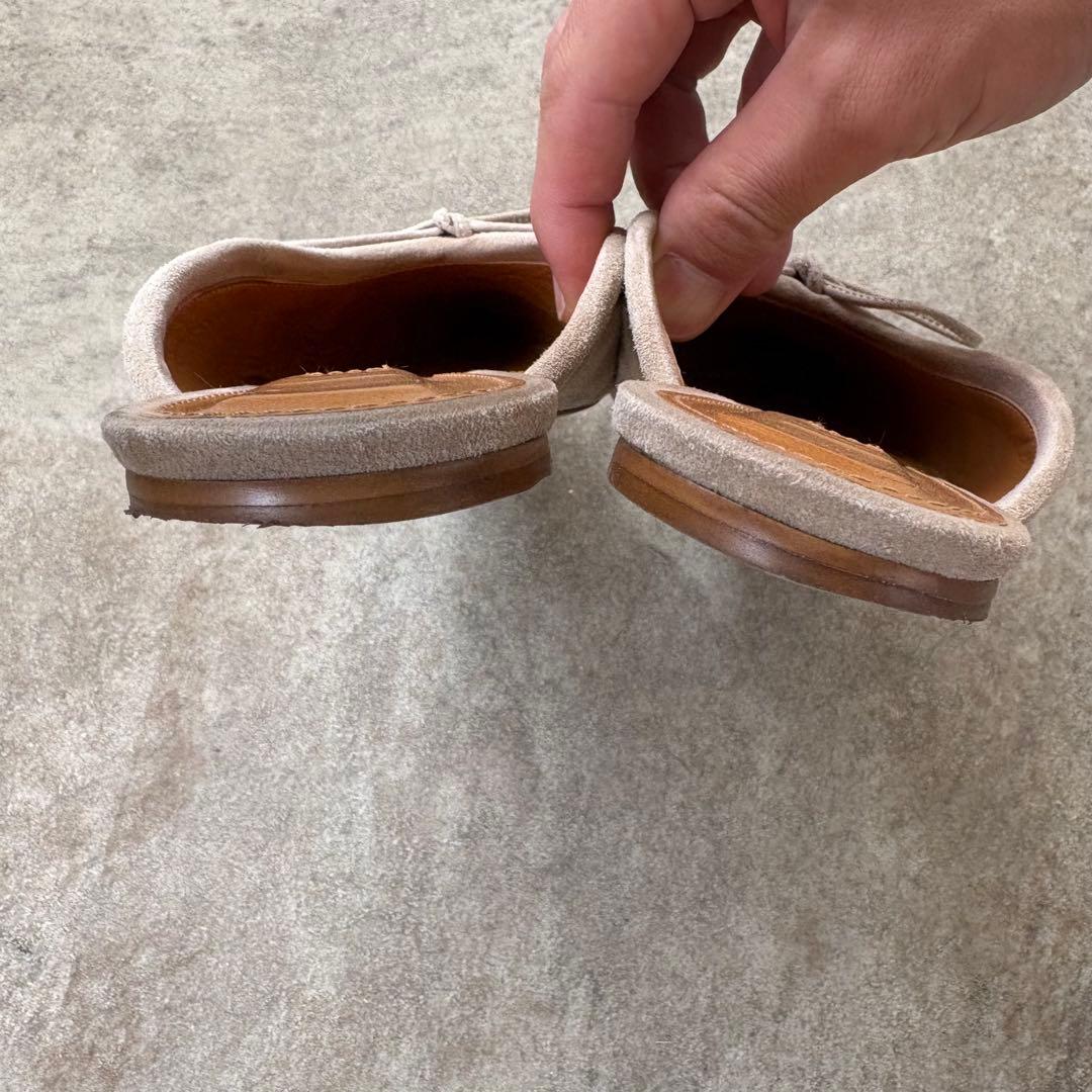 PIPPICHIC ベージュ リボン付きミュール　37