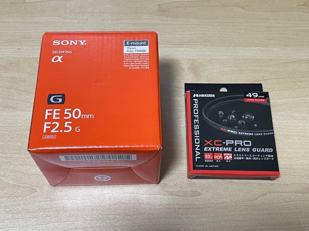 【美品】SONY 50mm F2.5 Gレンズ　保護フィルター＆フード付き