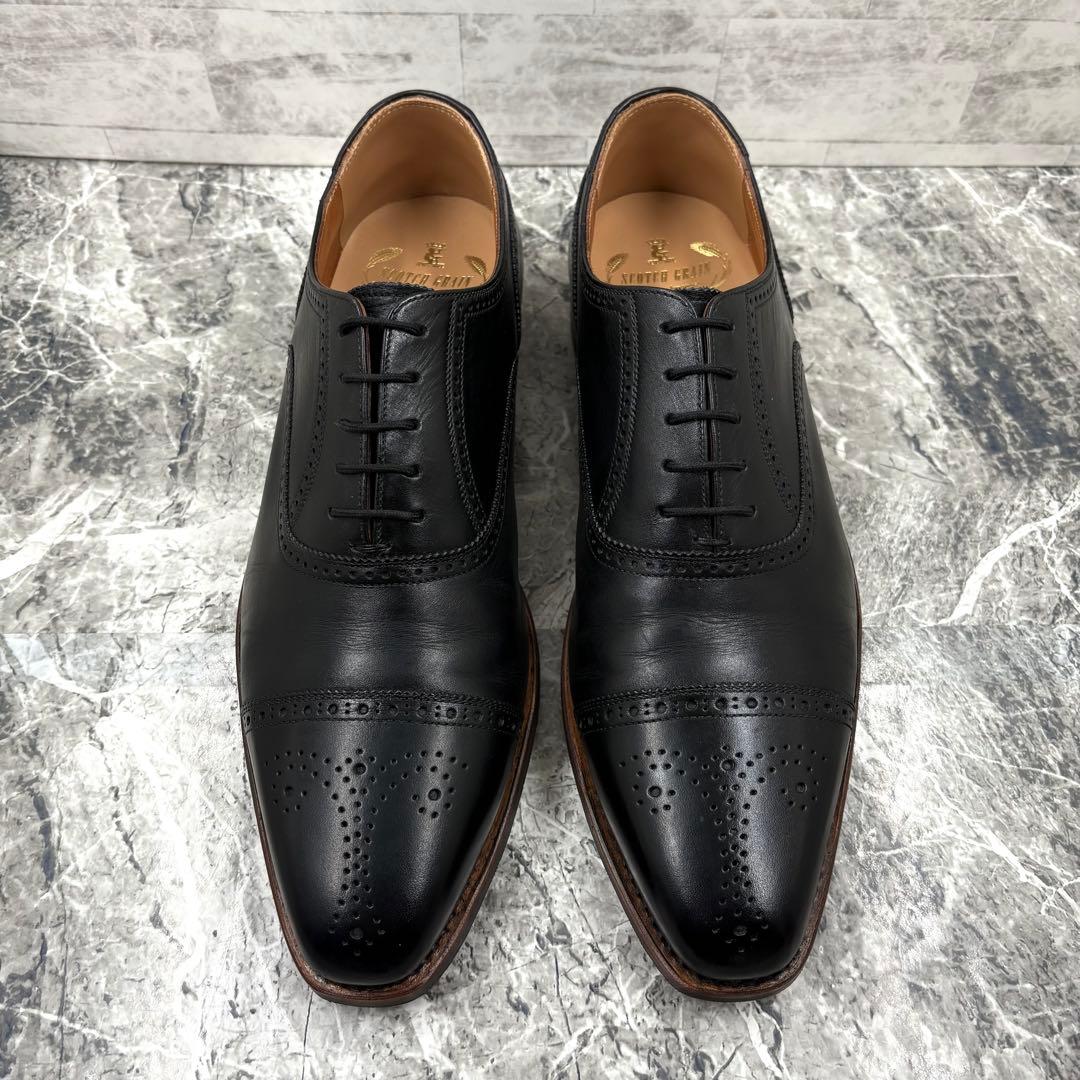 美品 スコッチグレイン オデッサ ドレスシューズ 26.5cm セミブローグ 黒