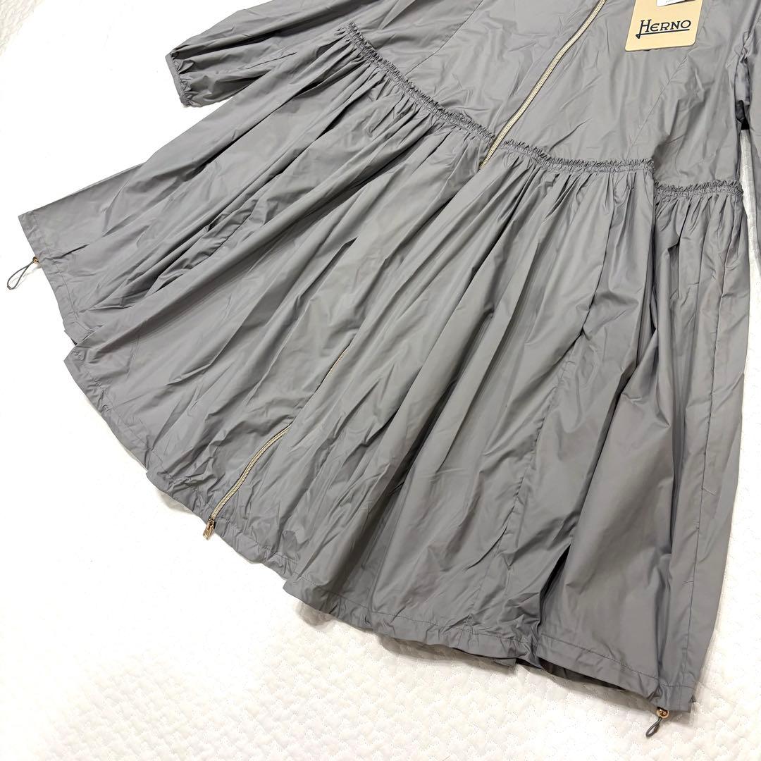 ☆新品☆HERNO テクノタフタ ギャザーモッズコート 38 GY