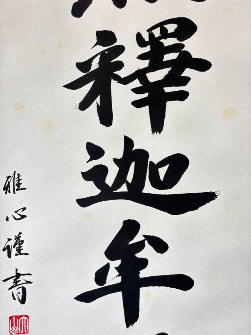 【真作保証】掛軸 渡辺雅心『南無釈迦牟尼佛』仏書 紙本 肉筆 共箱付 掛け軸