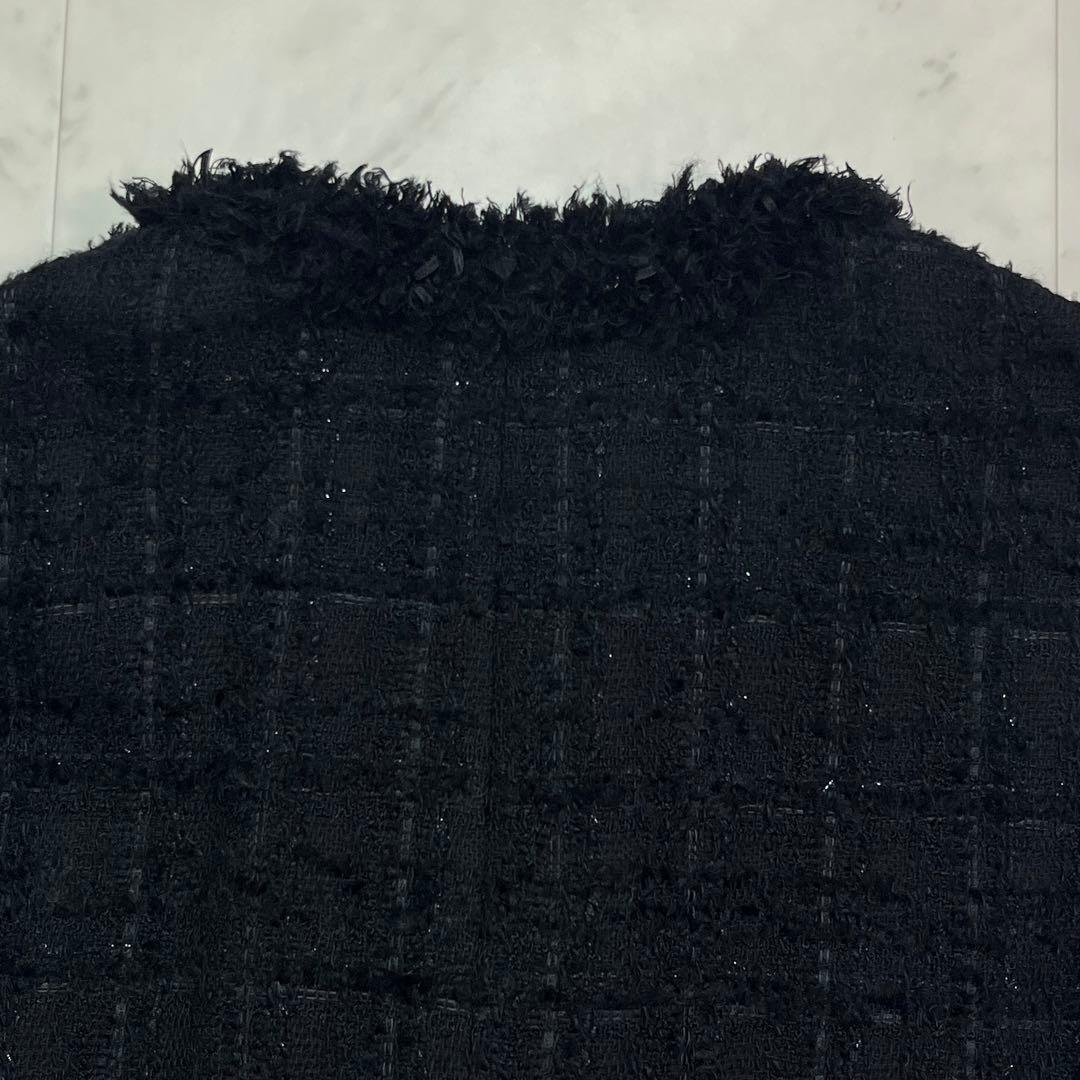 ユナイテッドアローズ ファンシー ツイード ノーカラージャケット Vネック