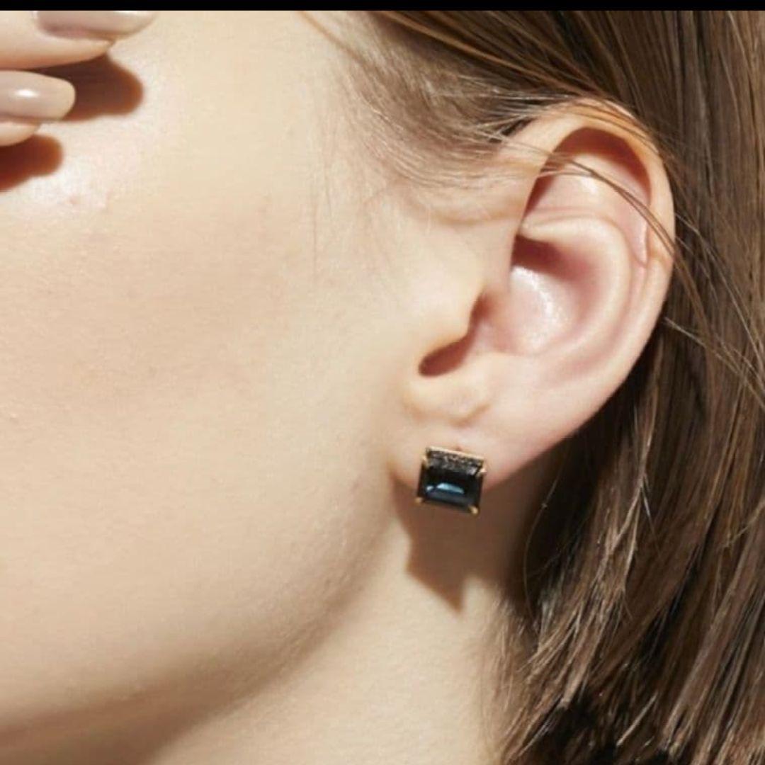 ARTIDA OUD ロンドンブルートパーズ レクタングル パヴェダイヤ ピアス