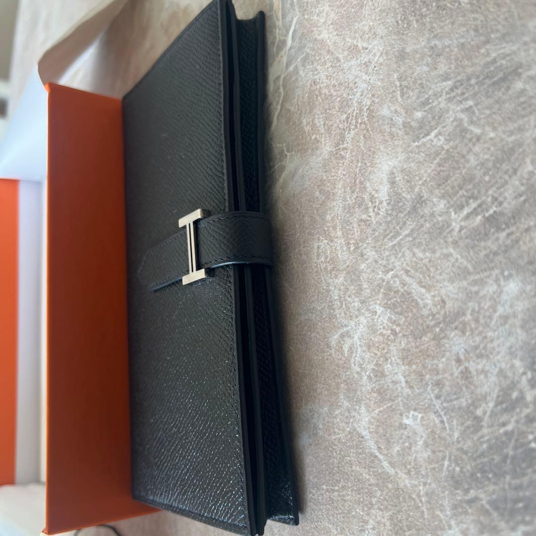 Herms ヴォーエプソン ベアンスフレ 二つ折り長財布 ブラック 箱付き