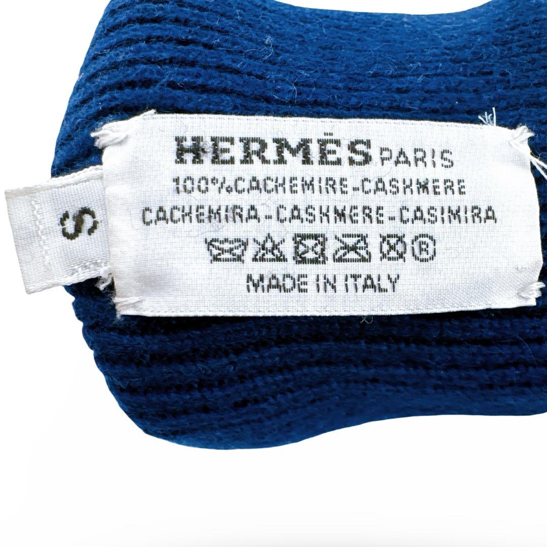 エルメス ホープ カシミヤ100％ ジャガード ニット ミトン　ネイビー　S