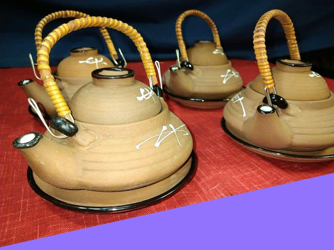 おもてなし♥多目的素焼き土瓶セット♥4組⬛日本酒⬛焼酎⬛土瓶蒸し⬛お茶漬け