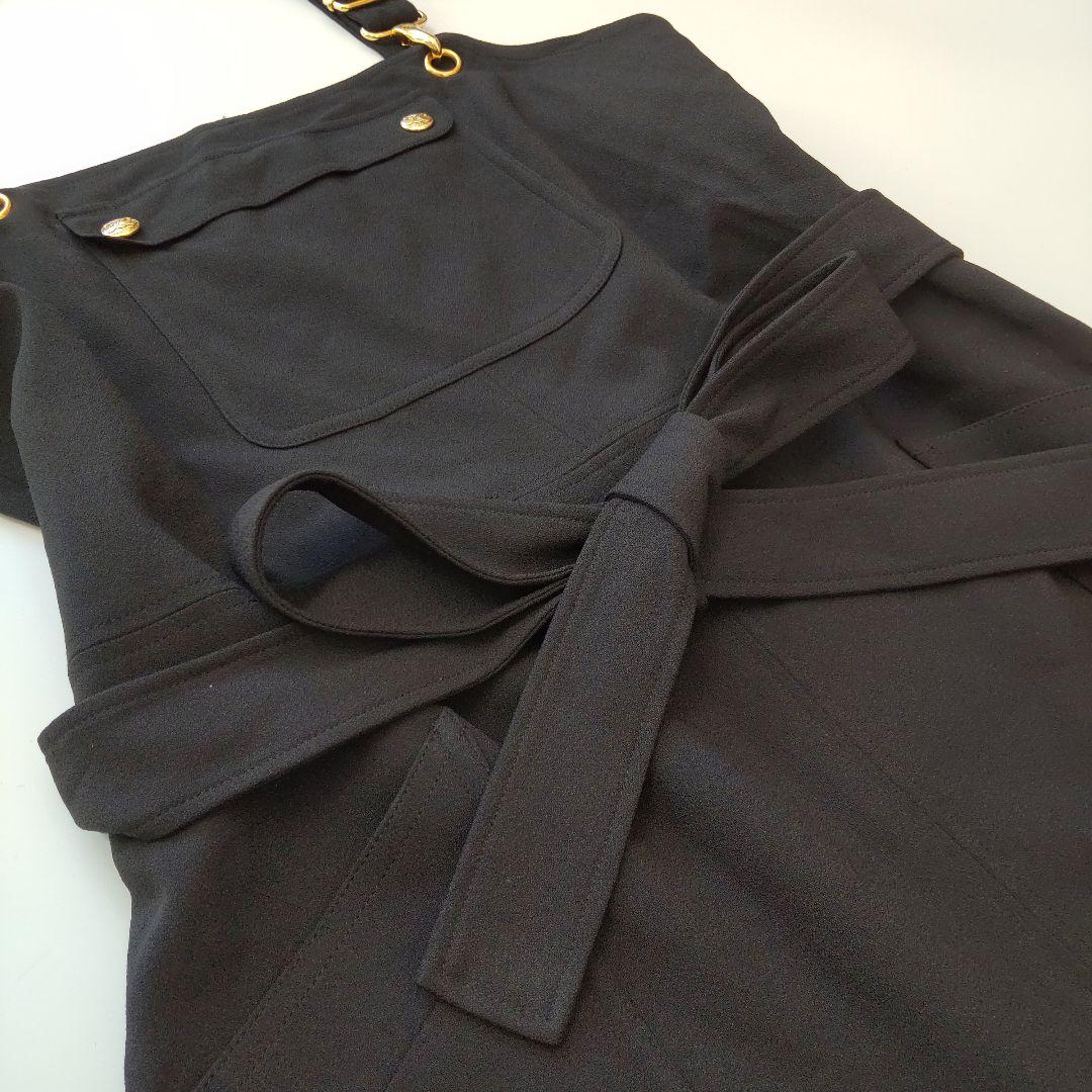 未使用級 23SS セリーヌ トリオンフ エプロン ワンピース ブラック 36