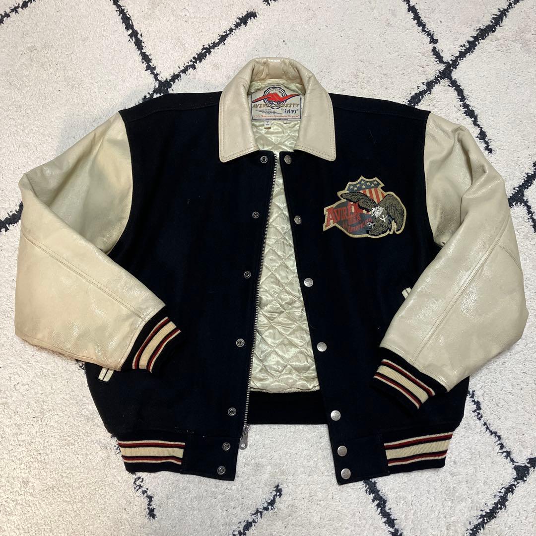 AVIREX スタジャン L ネイビー/アイボリー