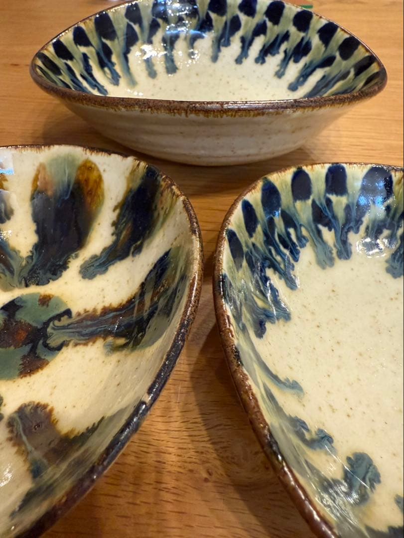 未使用　遠藤太郎　益子焼　楕円鉢　3点