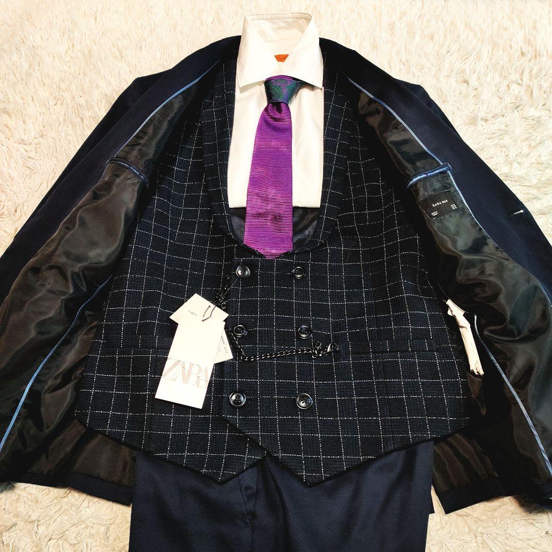 専用 セットアップ スーツ スリーピース ジレ ベスト ネイビー L相当