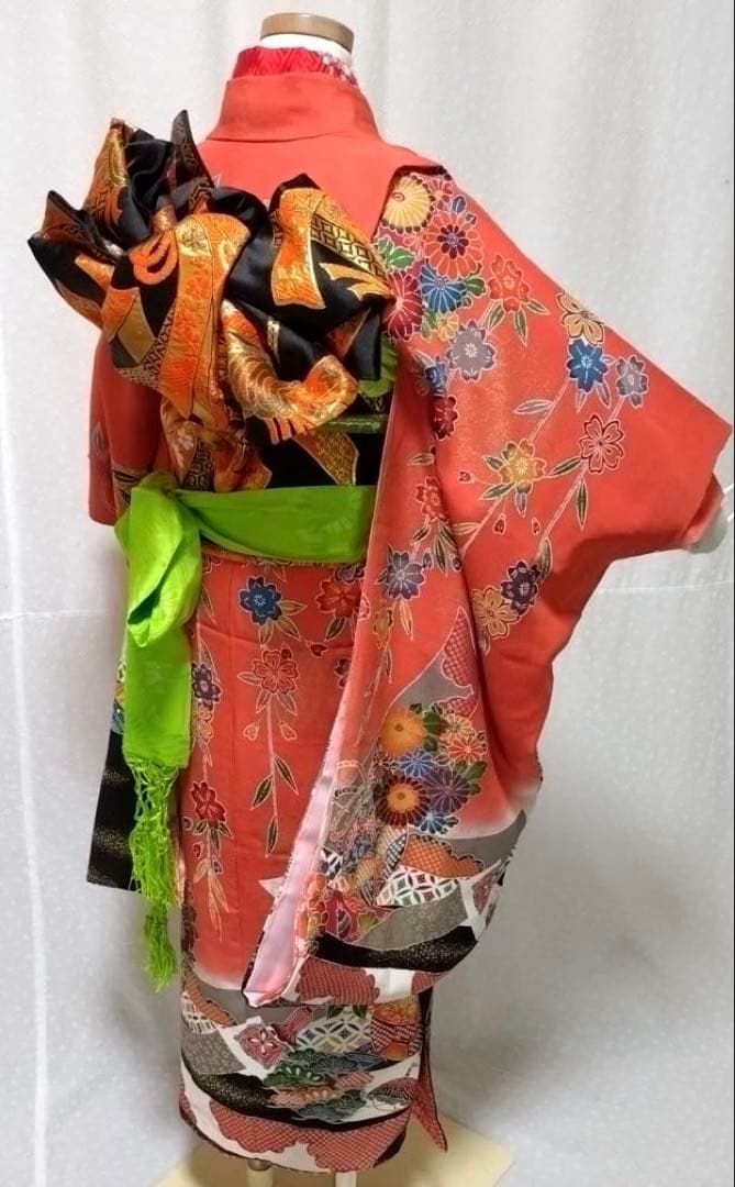 七五三　女の子　７歳　正絹着物　長襦袢　袋帯　小物セット　逸品