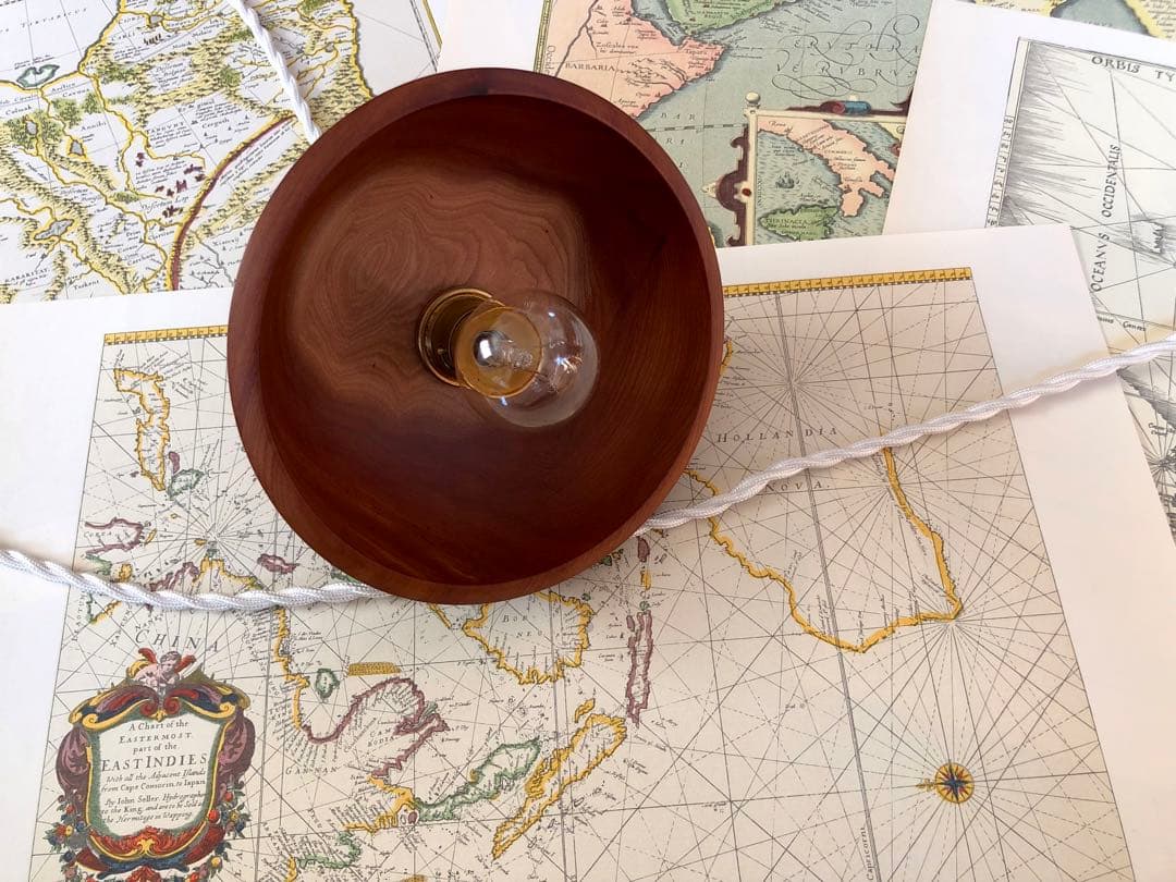 【SALE】古材ペンダントライト 木製ランプシェード 古道具 古家具 ビンテージ