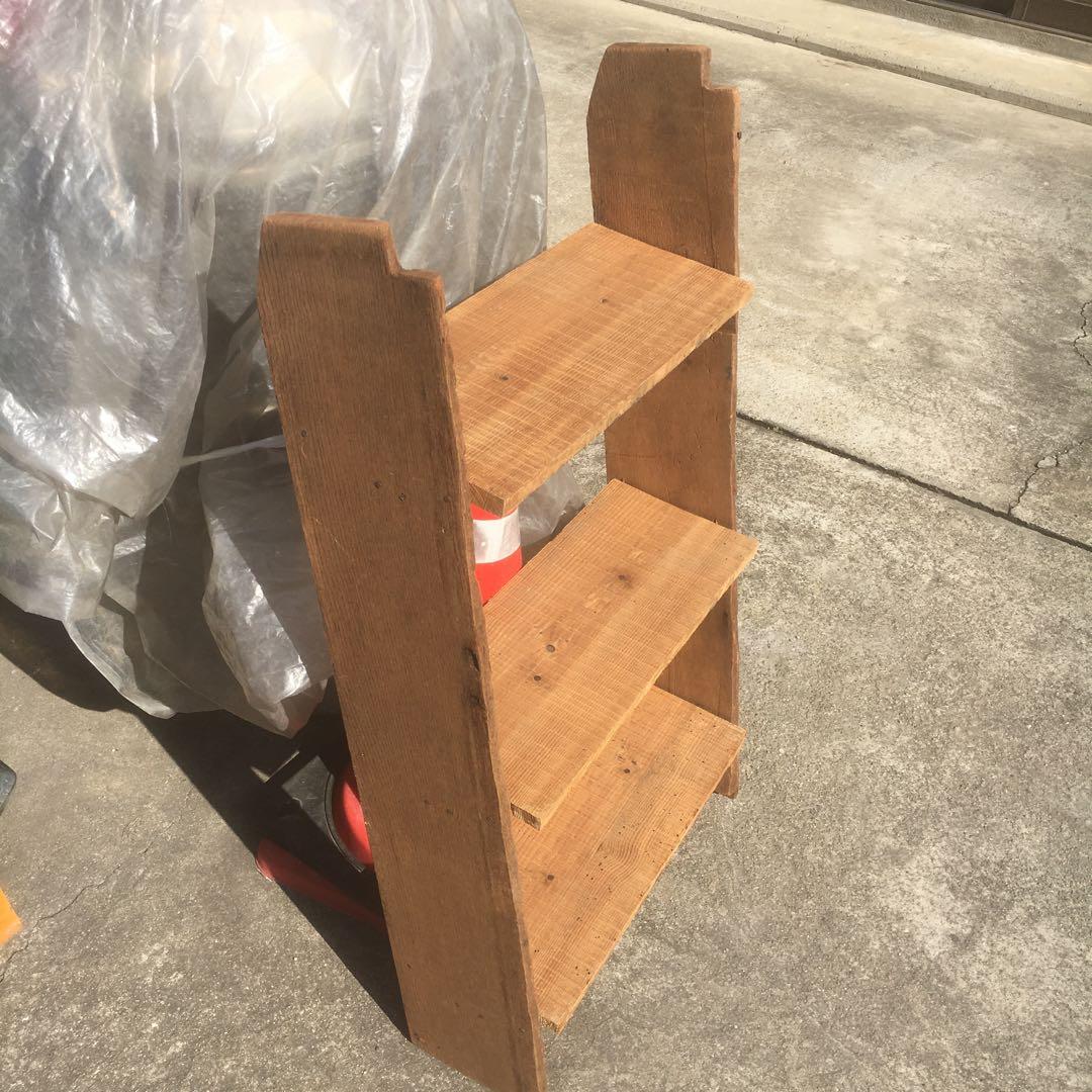 ジャンクガーデン　ラダーシェルフ　3段ラック　木材　古材　シャビー