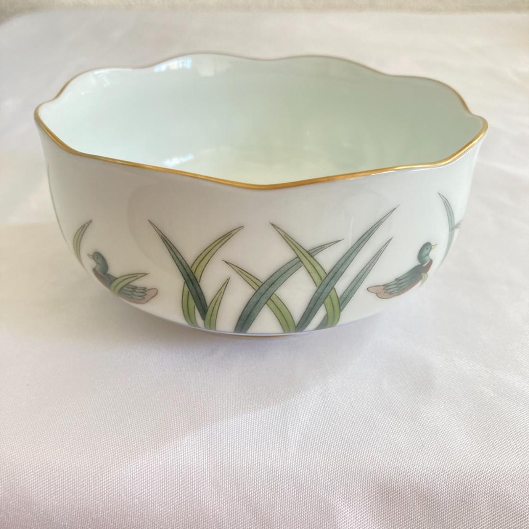 香蘭社 鴨カモ 水草柄　ボウル　5つセット